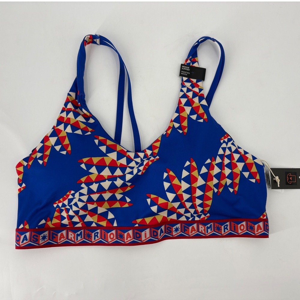 Adidas x Farm Rio Training Bra PS Bold Blue Bliss Orange IQ4502 Womens 3X NEW